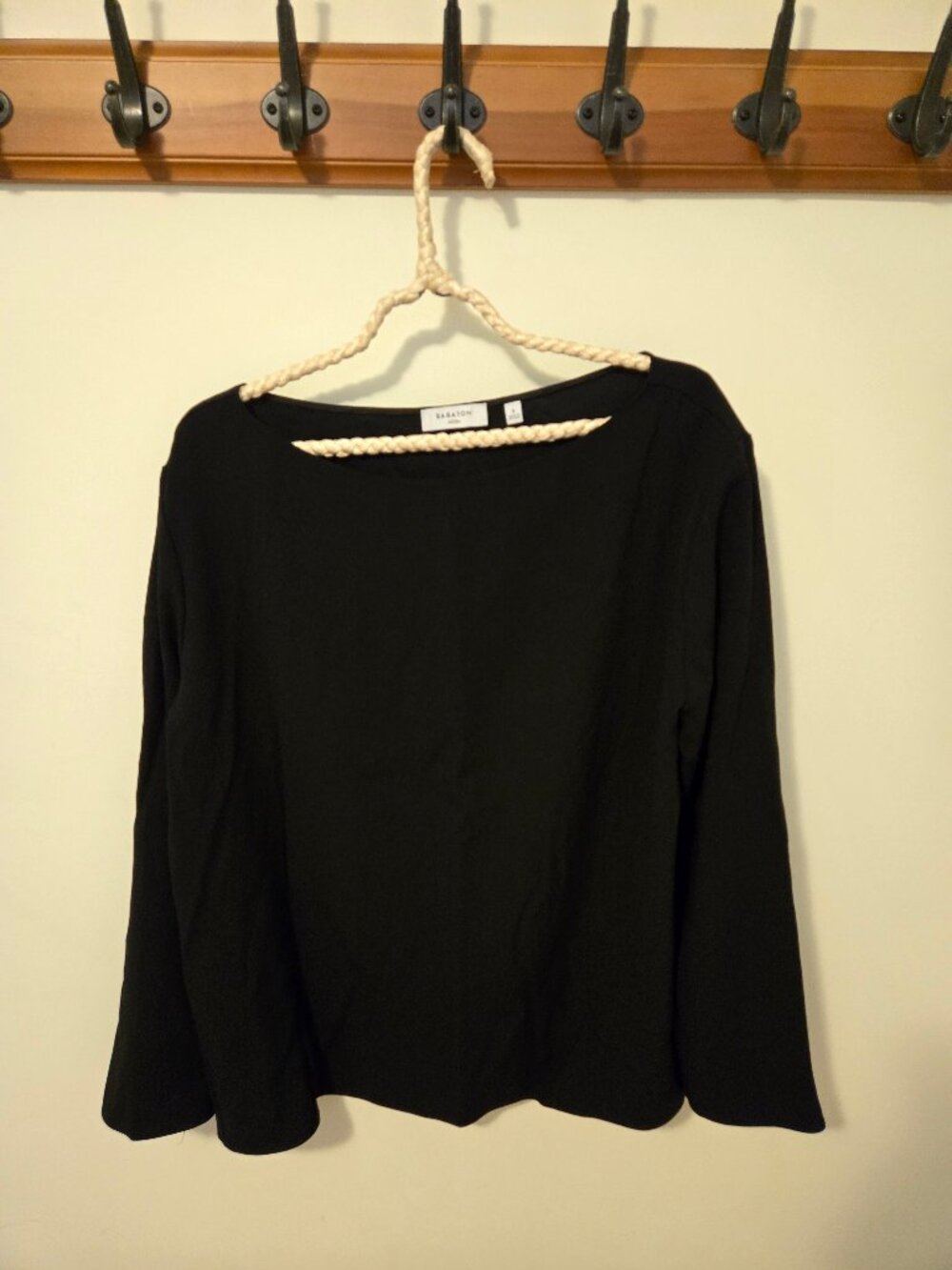 Babaton - Black long-sleeved satin shirt - Size S